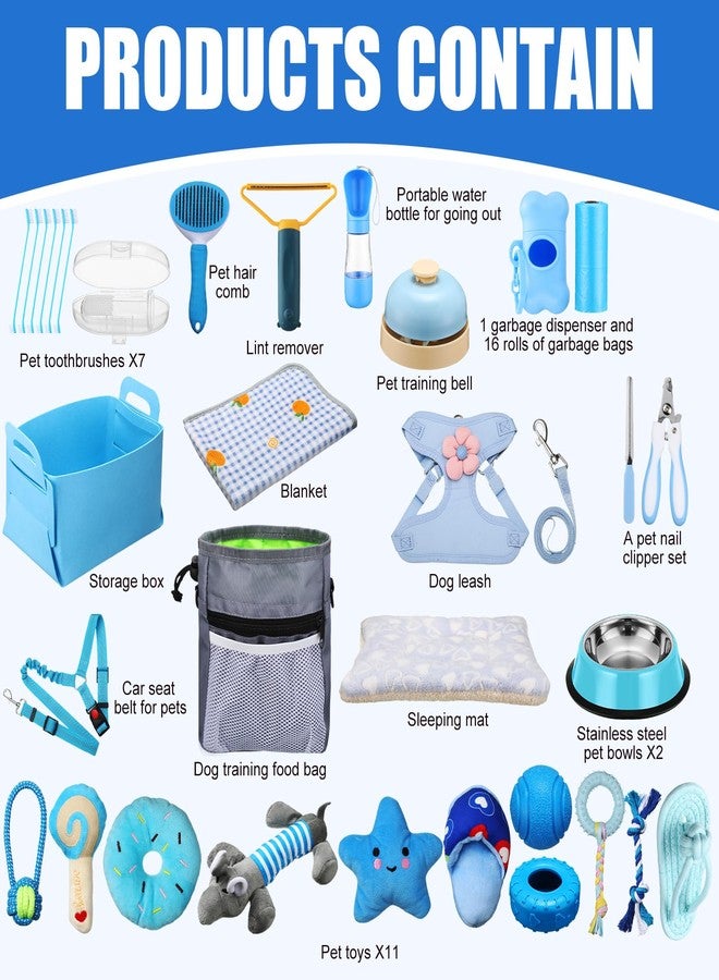 Abbylike 50 Pcs Puppy Supplies Starter Kit for Small Dogs Puppy Essentials Includes Leash, Bowls, Teeth Brushes, Water Bottle, and More Accessories for Dogs Pet Day Welcome Gift(Blue) - Image 5
